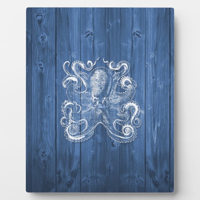 awesome cool Antique effect white octopus Plaque (Front)