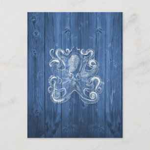 awesome cool Antique effect white octopus Postcard