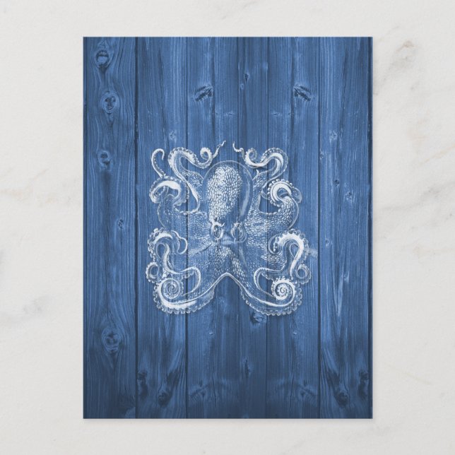 awesome cool Antique effect white octopus Postcard (Front)