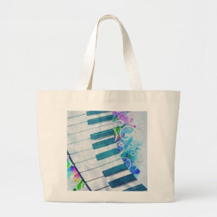 Awesome cool blue circular  piano light effects large tote bag