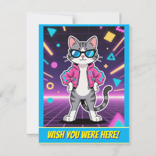 Awesome Cool Retro Gamer Cat Postcard