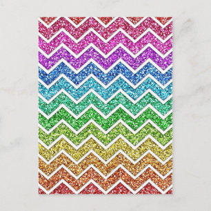 Awesome cool trendy chevron zigzag pattern rainbow postcard