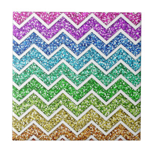 Awesome cool trendy chevron zigzag pattern rainbow tile