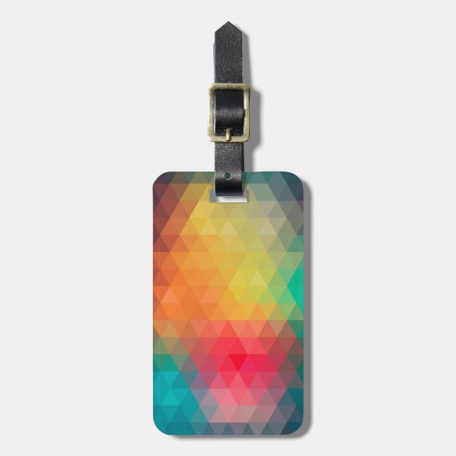 Awesome cool trendy colourful triangles pattern luggage tag (Front Vertical)