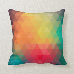 Awesome cool trendy colourful triangles pattern throw pillow
