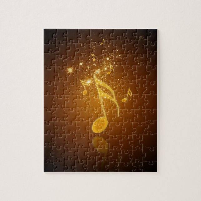 Awesome cool trendy glowing semiquavers music note jigsaw puzzle (Vertical)