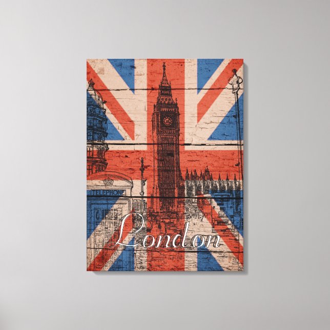 Awesome cool trendy old wood grunge U.k. Flag Canvas Print (Front)