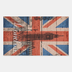Awesome cool trendy old wood grunge U.k. flag Sticker