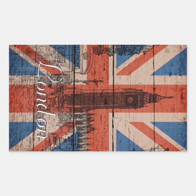 Awesome cool trendy old wood grunge U.k. flag Sticker (Front)