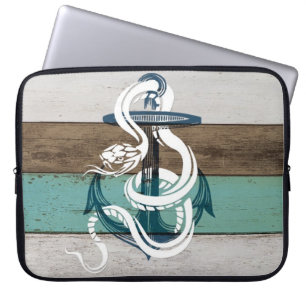 Awesome cool vintage blue anchor white snake laptop sleeve