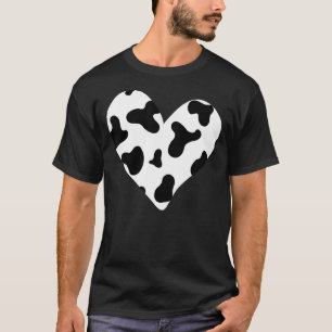 Awesome Cow Print Black & White Print Heart T-Shirt