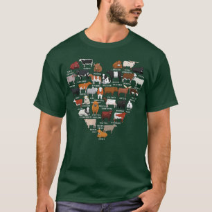Awesome Cow Print Heart Loves Cows Farmer  T-Shirt