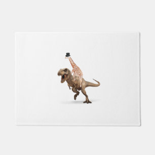 Awesome Crazy Giraffe Top Hat T-Rex - Mens_Womens Doormat