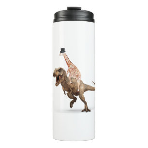 Awesome Crazy Giraffe Top Hat T-Rex  - Mens_Womens Thermal Tumbler