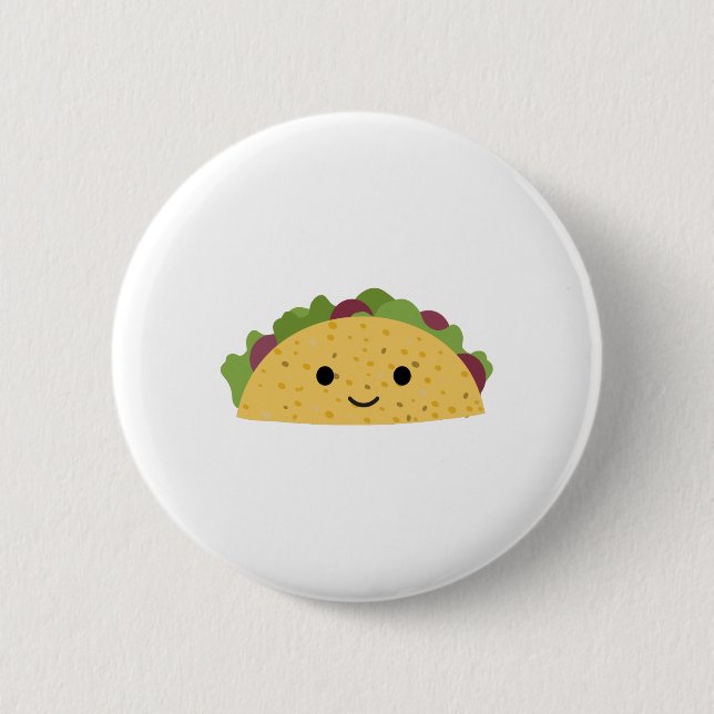 Awesome Cute Cartoon Kawaii Smiling Taco 2 Inch Round Button (Front)