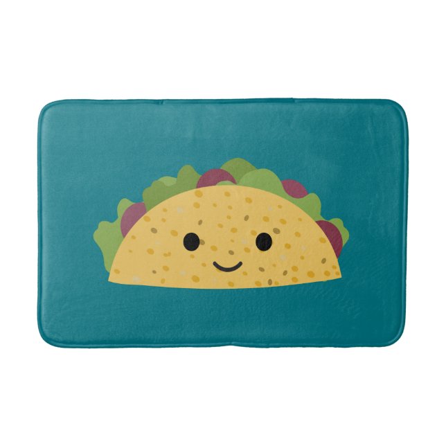 Awesome Cute Cartoon Kawaii Smiling Taco Bath Mat (Front)