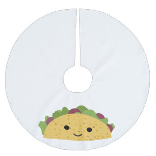 Awesome Cute Cartoon Kawaii Smiling Taco Brushed Polyester Tree Skirt