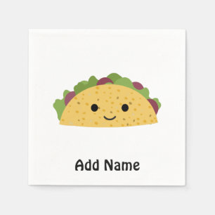 Awesome Cute Cartoon Kawaii Smiling Taco Napkin
