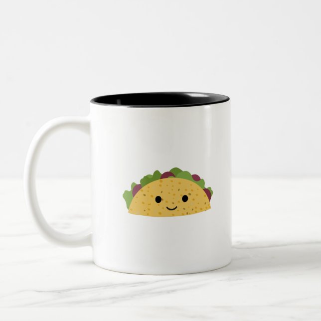 Awesome Cute Cartoon kawaii Taco Two-Tone Coffee Mug (Left)