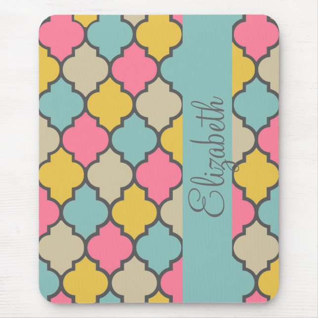awesome cute trendy Quatrefoil colourful pattern Mouse Pad (Front)