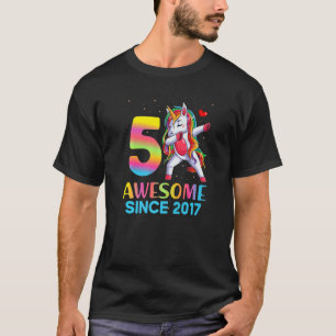 Awesome Dabbing Unicorn Bday 5 Year Old Girl 5th B T-Shirt