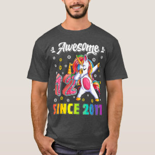 Awesome Dabbing Unicorn Birthday 12 Year Old Girl  T-Shirt