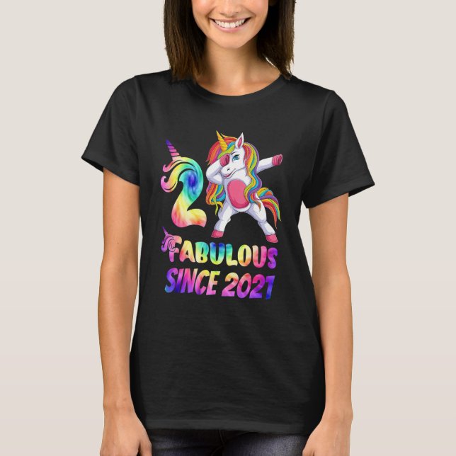 Awesome Dabbing Unicorn Birthday 2 Year Old Girl 2 T-Shirt (Front)
