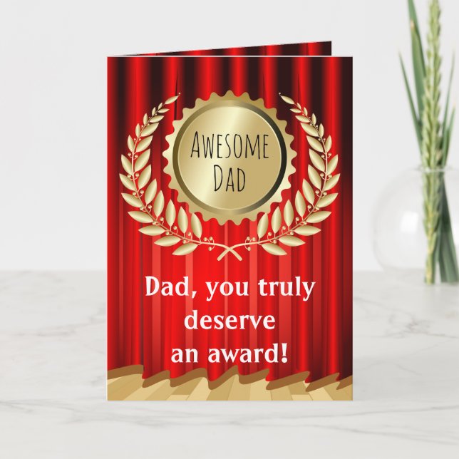 Awesome Dad Award Fathers Day Greeting Card (Front)
