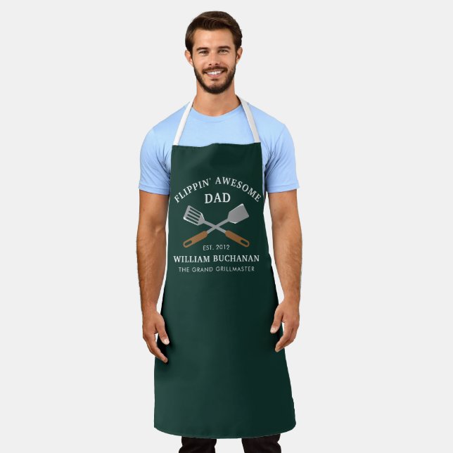 Awesome Dad BBQ Father Grill Chef Personalized Apron (Worn)