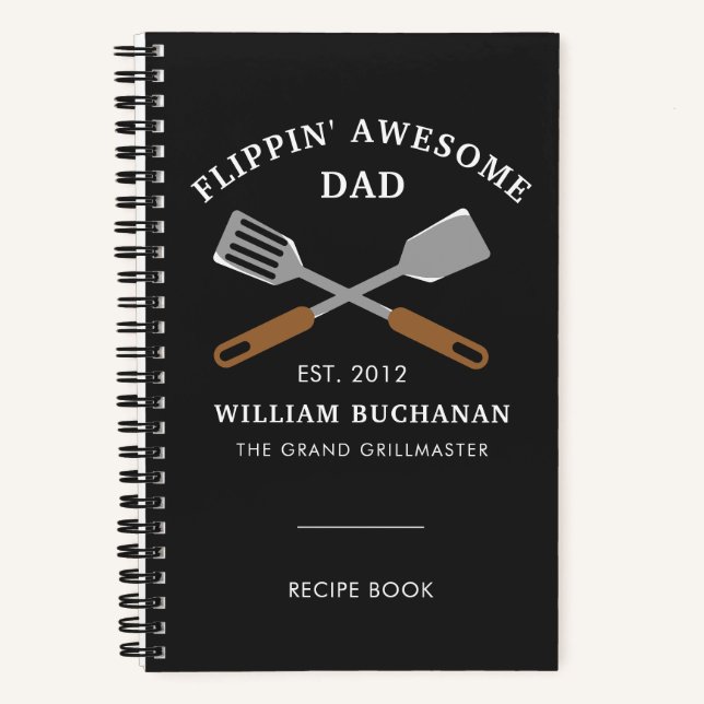 Awesome Dad BBQ Father Personalized Recipe Notebook (Front)