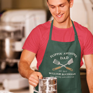 Awesome Dad BBQ Grill Chef Personalized Any Colour Apron