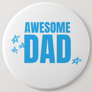 Awesome dad blue text 6 inch round button