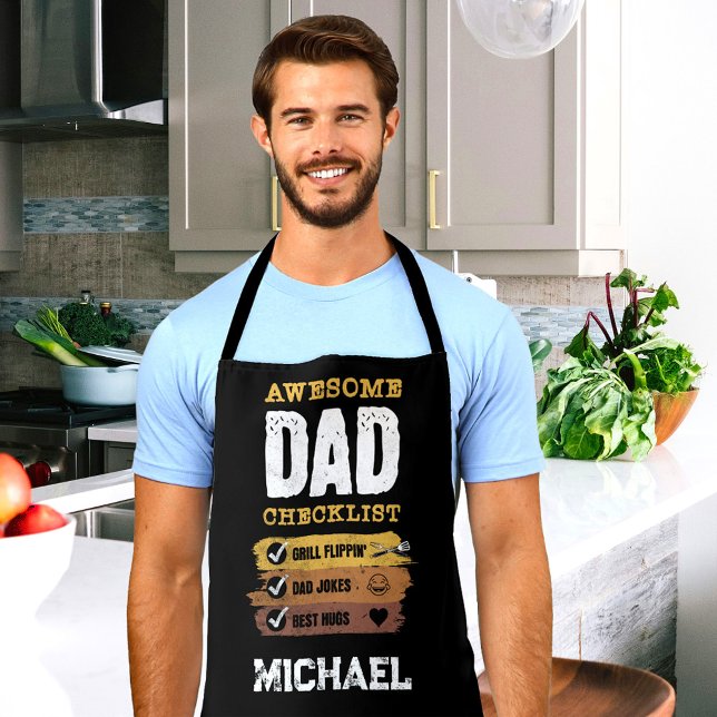 Awesome Dad Checklist Custom Name Personalized Apron (Creator Uploaded)