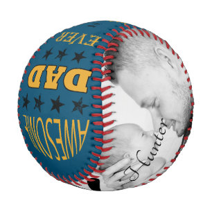 Awesome Dad Ever Monogram Two Photo Baseball