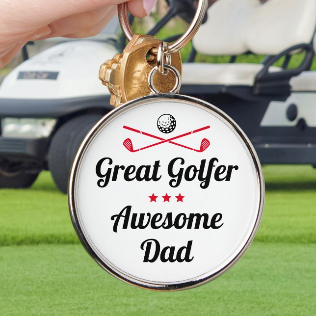 Awesome Dad Golfer Father's Day Red Custom Keychain (Creator Uploaded)