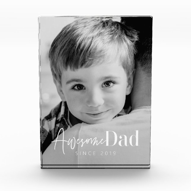 Awesome Dad Since 20XX Modern Simple Elegant Photo Block (Front)