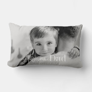 Awesome Dad Since 20XX Modern Simple Elegant Photo Lumbar Pillow