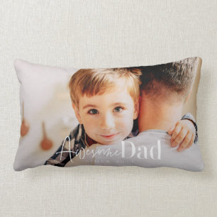 Awesome Dad Since 20XX Modern Simple Elegant Photo Lumbar Pillow