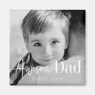 Awesome Dad Since 20XX Modern Simple Elegant Photo Magnet