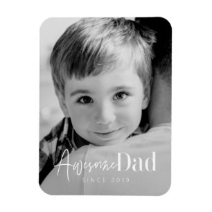 Awesome Dad Since 20XX Modern Simple Elegant Photo Magnet