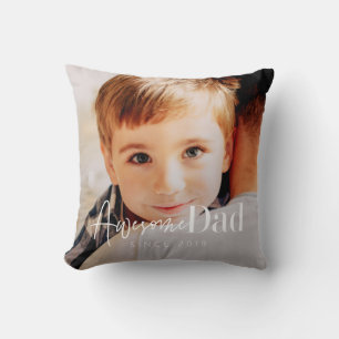 Awesome Dad Since 20XX Modern Simple Elegant Photo Throw Pillow