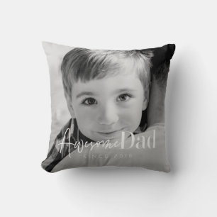 Awesome Dad Since 20XX Modern Simple Elegant Photo Throw Pillow
