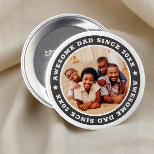 Awesome Dad Since 20XX Modern Simple Photo 3 Inch Round Button