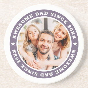 Awesome Dad Since 20XX Modern Simple Photo Coaster