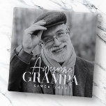 Awesome Dad Since 20XX Simple Elegant Custom Photo 2 Inch Square Button<br><div class="desc">This simple and modern design is composed of serif and cursive typography and add a custom photo</div>