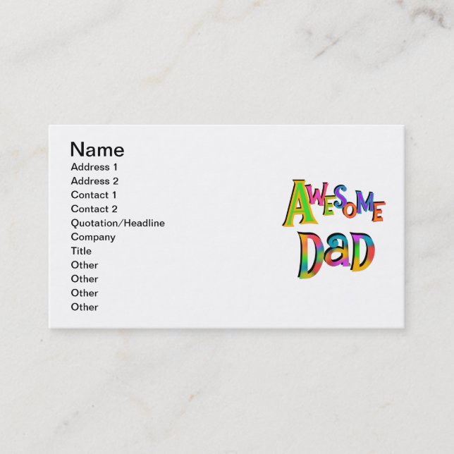 Awesome Dad T-shirts and Gifts Calling Card (Front)