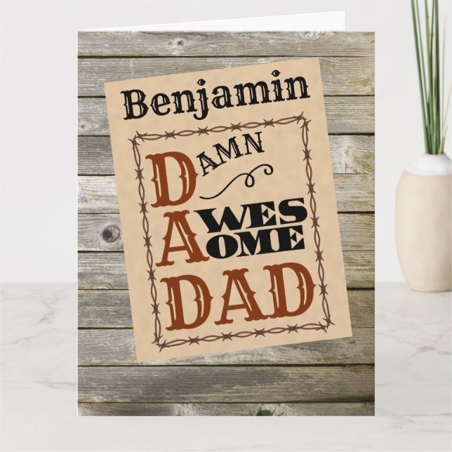 Awesome Dad Western Themed Custom Name Card (Front)