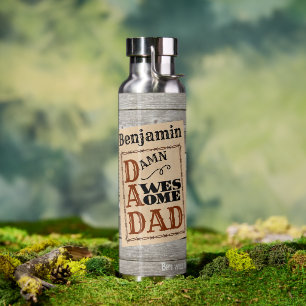 Awesome Dad Western Themed Custom Name Water Bottle
