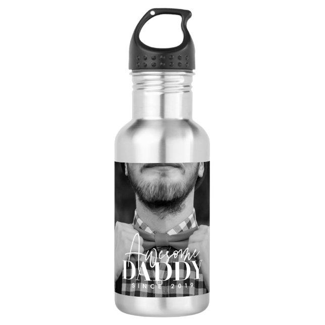 Awesome Daddy Since 20XX Simple Elegant Photo 532 Ml Water Bottle (Front)