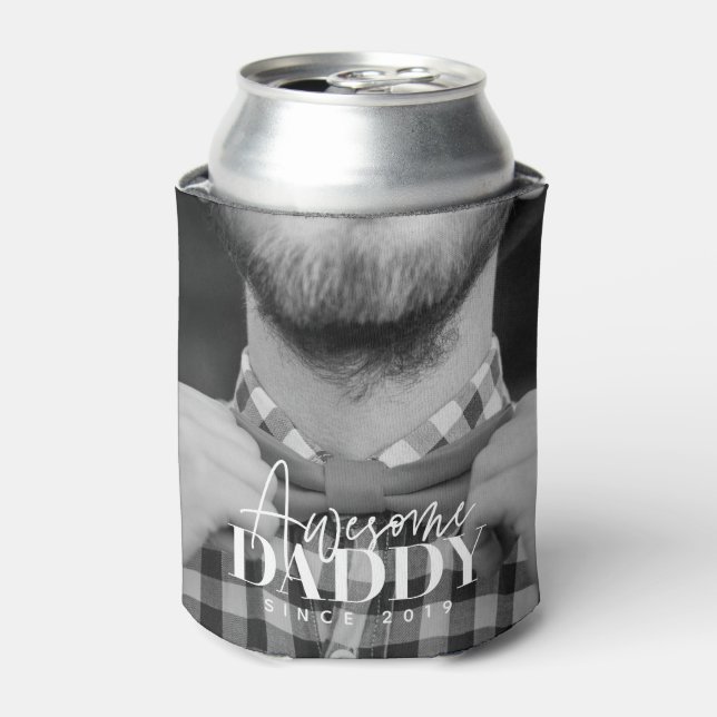 Awesome Daddy Since 20XX Simple Elegant Photo Can Cooler (Can Front)